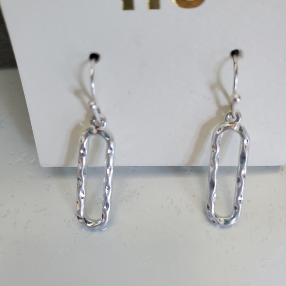 Oblong Silver tone Earrings - Picture 4 of 8